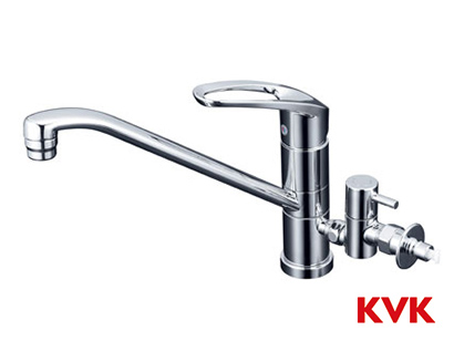 KVK シングル混合栓(回転分岐止水栓付）